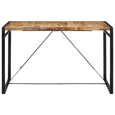 vidaXL Solid Mango Wood and Iron Bar Table - 68.9"x35.4"x43.3" Vintage Rectangular Pub Bistro Table for Dining Room/Kitchen