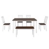 6-piece Wooden Kitchen Table set, Farmhouse Rustic Dining Table set with Cross Back 4 Chairs and Bench, White+Cherry - 2 of 3