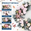24 Inch Artificial Wreath with Pink Bow, Frosted Pine Needles Christmas Decorations, Holiday Wreaths for Front Door, Window, Wall - 3 of 4