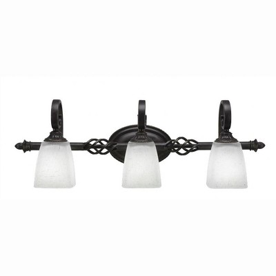 Toltec Lighting Elegante 3 - Light Vanity in  Dark Granite with 4.5" Square White Muslin Shade
