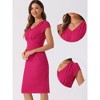 Allegra K Women's Vintage V-Neck Cap Sleeves Back Split Pencil Sheath Dresses - 2 of 4