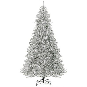 Tangkula 6/7/8 FT Snow-flocked Artificial Christmas Tree w/51/65/81 Sphere Lights 250/350/450 LED Lights - 1 of 4