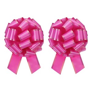 Unique Bargains Christmas Wedding Car Basket Gift Wrapping Large Organza Pull Bow 2 Pcs - 1 of 4