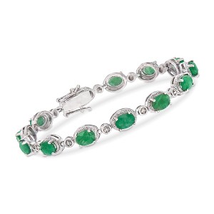 Ross-Simons 9.10 ct. t.w. Emerald Bracelet in Sterling Silver - 1 of 4