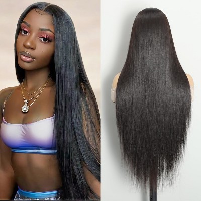 Jessie's Wig 26Inch Lace Frontal Straight Wig 200% Density 5x6 Lace Dark Black 1 Pc/Pack