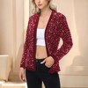 Anna-Kaci Women's Long Sleeve Open Front Sequin Jacket with Satin Trim - 4 of 4