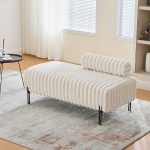 KWPZQEB 49.6" Loveseat, Comfy Upholstered Sofa w/ Metal Legs, 2-Seater Sofa w/ Adjustable Back, End of Bed Bench, Window Ottoman Footrest for Bedroom - 1 of 4