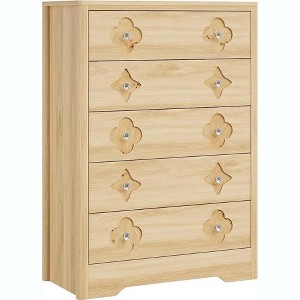 Fluted Dresser for Bedroom with 5 Drawers, 42.9 in Tall Chest of Large Drawers with Large Clothes Storage Cabinet, Wood Dresser, for Bedroom, Nursery - 1 of 1