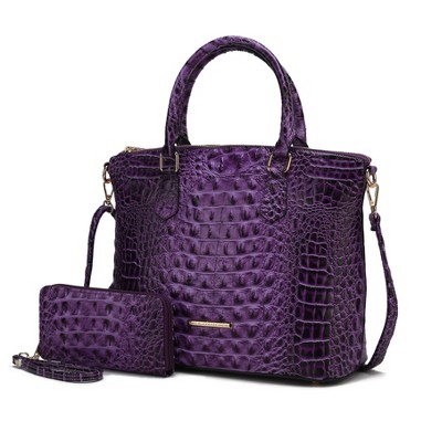 MKF Collection Liora Women's Croc Embossed Tote & Wallet Set Functional by Mia K