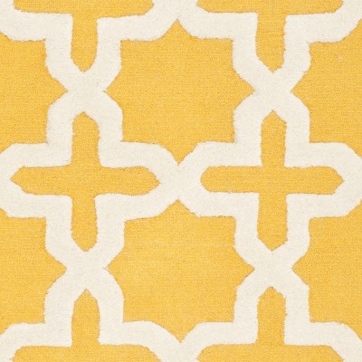 Hand-Tufted Gold and Ivory Wool Rectangular Accent Rug, 3'x5'
