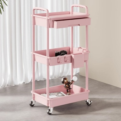 BEAFUP 3 Tier Rolling Storage Cart,Utility Cart With Drawers,Utility Cart Rolling Storage Organizer Tool For Kitchen,Bathroom,Living Room