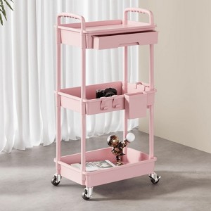 FATMOON 3 Tier Rolling Storage Cart,Utility Cart With Drawers,Utility Cart Rolling Storage Organizer Tool For Kitchen,Bathroom,Living Room - 1 of 4