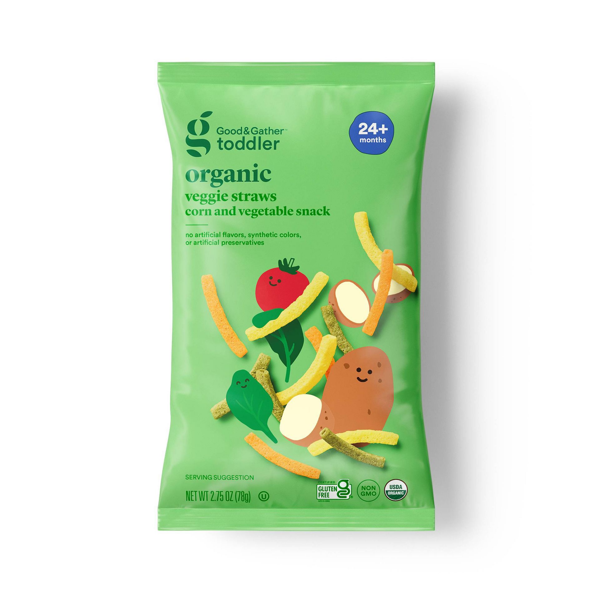 Organic Veggie Straws Baby Snacks - 2.75oz/5ct - Good & Gather™: Toddler, Potato Flavor, Ready to Eat, Bag