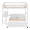 NicBex Full over Full Bunk Bed with Desk Wooden Bed Frame with Wheels, Inclined Ladder and Guardrail for Bedroom, No Box Spring Required - 3 of 4