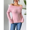 Coolmee Women Off Shoulder Sweaters Long Sleeve Ribbed Knit Going Out Fall Tops Blouse - 4 of 4