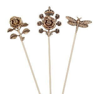 Anna-Kaci Vintage 3Pcs Long Stick Hat Pins Crystal Flower Butterfly and Pearl Details for Classic Hat Lapel and Scarf Accessorizing - 3pcs Butterfly - 1 of 4
