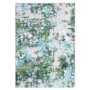 Washable Rug Modern Abstract Non Slip Rug Foldable Stain Resistant Low Pile Watercolor Design Indoor Carpet for Bedroom Living Room Nursery - 1 of 4