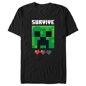 Men's Minecraft Creeper Survive Hearts T-Shirt - 1 of 4