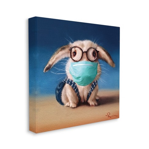 Download Stupell Industries Baby Bunny With Glasses Modern Blue Face Mask Target