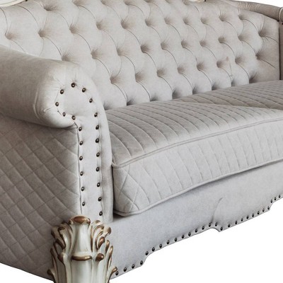 Vendome II Cream Tufted Sofa with Nailhead Trim and Rolled Arms