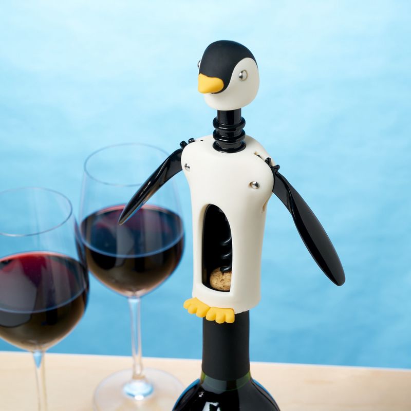 True Zoo Penguin Gifts Winged Penguin Corkscrew Soft-Touch Wine Bottle Cork Opener Remover Kit Portable Waiters Use, 8.25", Multicolor, 5 of 8