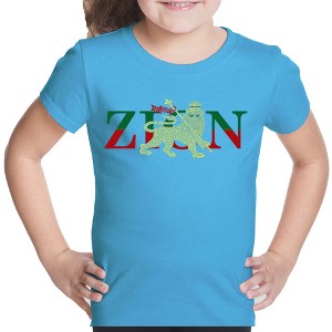 LA Pop Art Girl's Word Art T-shirt - Zion - One Love - 1 of 4