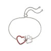 Ross-Simons 0.20 ct. t.w. Garnet Heart and Sterling Silver Paw Print Bolo Bracelet Size - 3 of 4