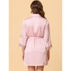 cheibear Women's Satin Silky Lounge Nightdress with Robe 2 Pcs Sleepwear Pajama Sets - 3 of 4