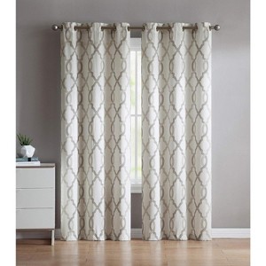 Kate Aurora 2 Piece Grommet Top Light Filtering Geometric Window Curtain Panels - 1 of 4