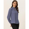 INSPIRE CHIC Women's Office Keyhole Elegant Stand Collar Long Sleeve Back Neck Button Blouse - 3 of 4