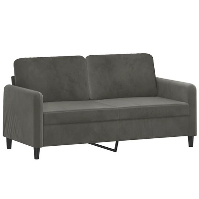 vidaXL 2-Seater Velvet Sofa – Modern Design – Dark Gray – Comfortable Padded Seats and Back Pillows – Easy Assembly