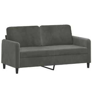 vidaXL 2-Seater Velvet Sofa – Modern Design – Dark Gray – Comfortable Padded Seats and Back Pillows – Easy Assembly - 1 of 4