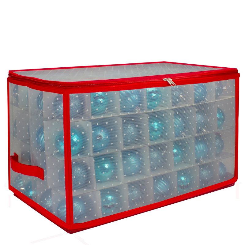 Northlight 20.5" Transparent Zip Up Christmas Storage Box- Holds 112 Ornaments, 1 of 4