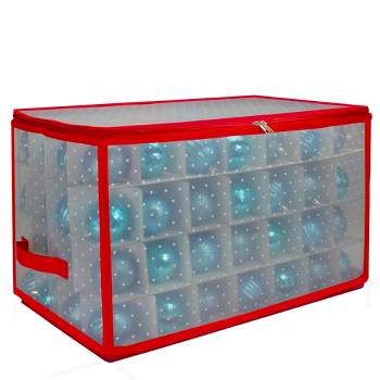 Northlight 20.5" Transparent Zip Up Christmas Storage Box- Holds 112 Ornaments
