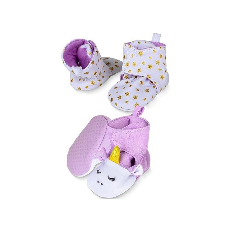 Rising Star Baby Girls & Boys Booties, Non Slip Grippers Slippers for Infants Ages 9-12 Months (Purple Unicorn), 1 of 2