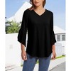 Coolmee Women's Work Blouses Ruffle 3/4 Sleeve Dressy Top V Neck Casual Tunic Blouses Business Shirts - 3 of 4
