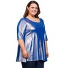 Plus Pink Metallic Scoop Neck Flared Tunic Top - 24seven Comfort Apparel™ - 2 of 4
