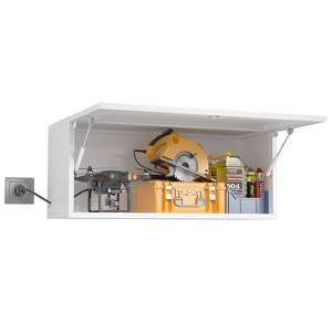 ZACHVO 14 Inch High White Lockable Metal Wall Garage Cabinet with Flip-Up Door, Floating Tool Cabinet for Workshop, Trailer, Basement - 1 of 4