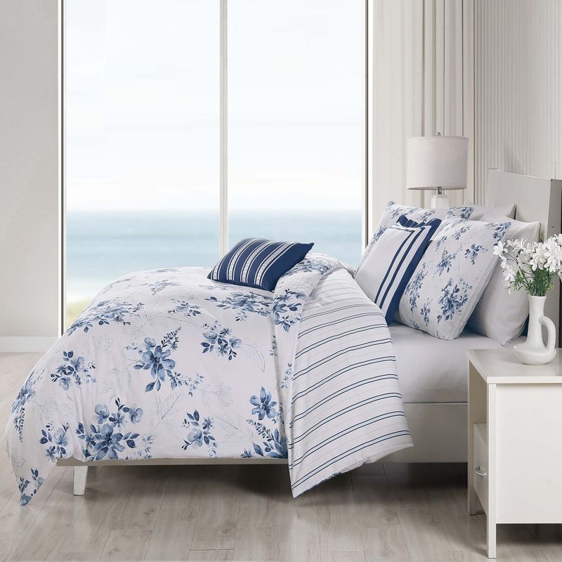 Bebejan Blue Art 100% Cotton 5-Piece Reversible Comforter Set, 4 of 10
