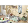 Metal Twin Size House Platform Bed with Triangle Structure, White - 4 of 4