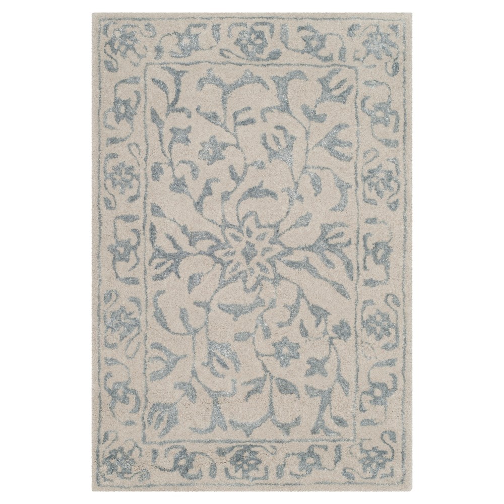 Silver/Ivory Botanical Loomed Accent Rug - (2'x3') - Safavieh