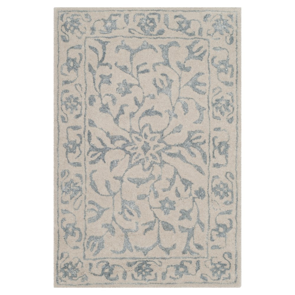 Silver/Ivory Botanical Loomed Accent Rug - (2'x3') - Safavieh