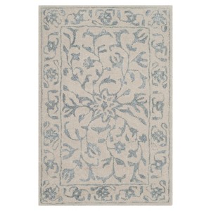 Silver/Ivory Botanical Loomed Accent Rug - (2