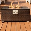 BAOURE 32-inch Brown Rectangular Propane Fire Pit Table, 50,000 BTU Outdoor Gas Fire Pit with Ceramic Tile Top & Wicker Base - 4 of 4