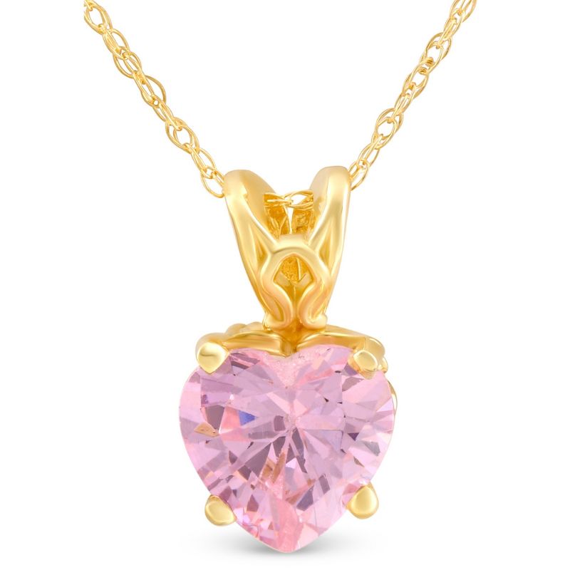 Pompeii3 7mm Women's Heart Pendant in Pink Topaz 14k White, Rose, or Yellow Gold Necklace, 1 of 5