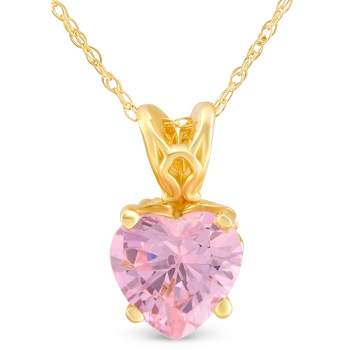 Pompeii3 7mm Women's Heart Pendant in Pink Topaz 14k White, Rose, or Yellow Gold Necklace