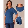 Allegra K Women's Half Sleeve Boat Neck Stretchy Basic Summer Casual Shirt - 2 of 4