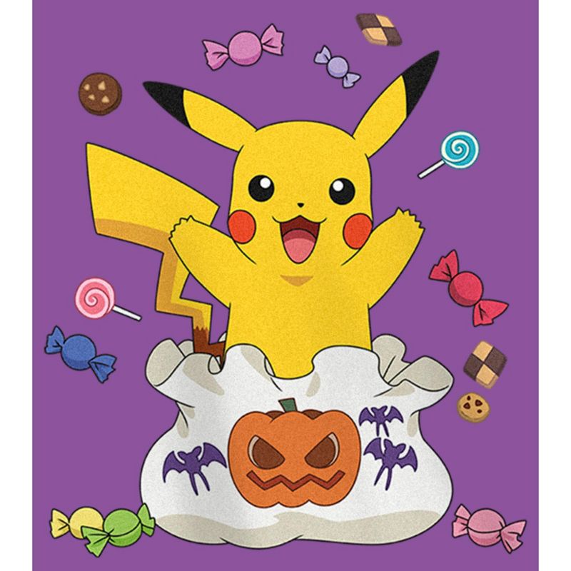 Girl's Pokemon Halloween Pikachu Bag of Candy T-Shirt, 2 of 5