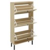 Vynxaria Rattan 3 Door Shoe Rack, Freestanding Modern Shoe Storage Cabinet, for Entryway - 4 of 4