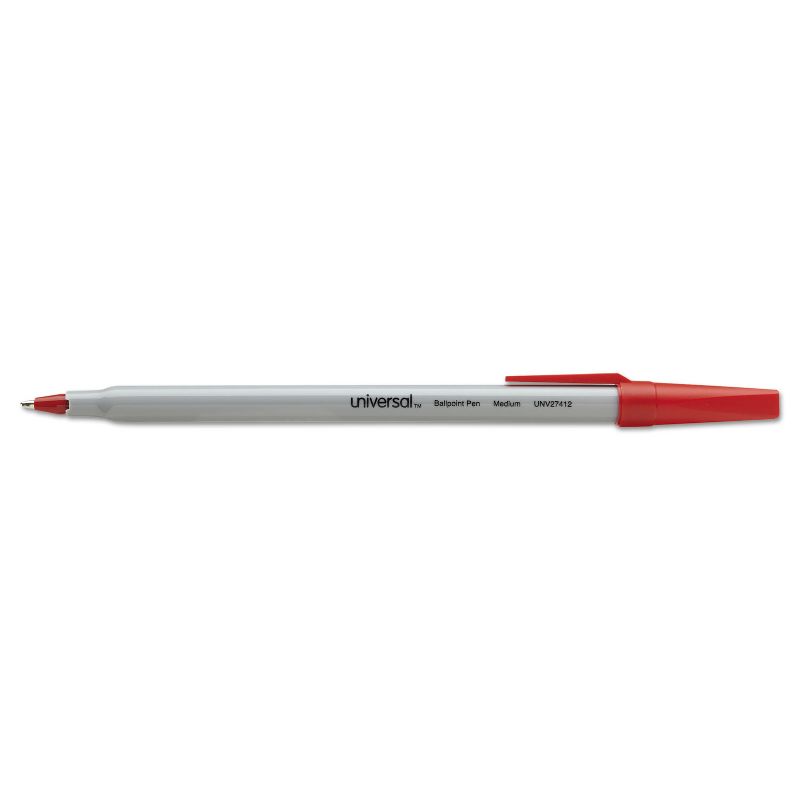 UNIVERSAL Economy Ballpoint Stick Oil-Based Pen Red Ink Medium Dozen 27412, 2 of 9